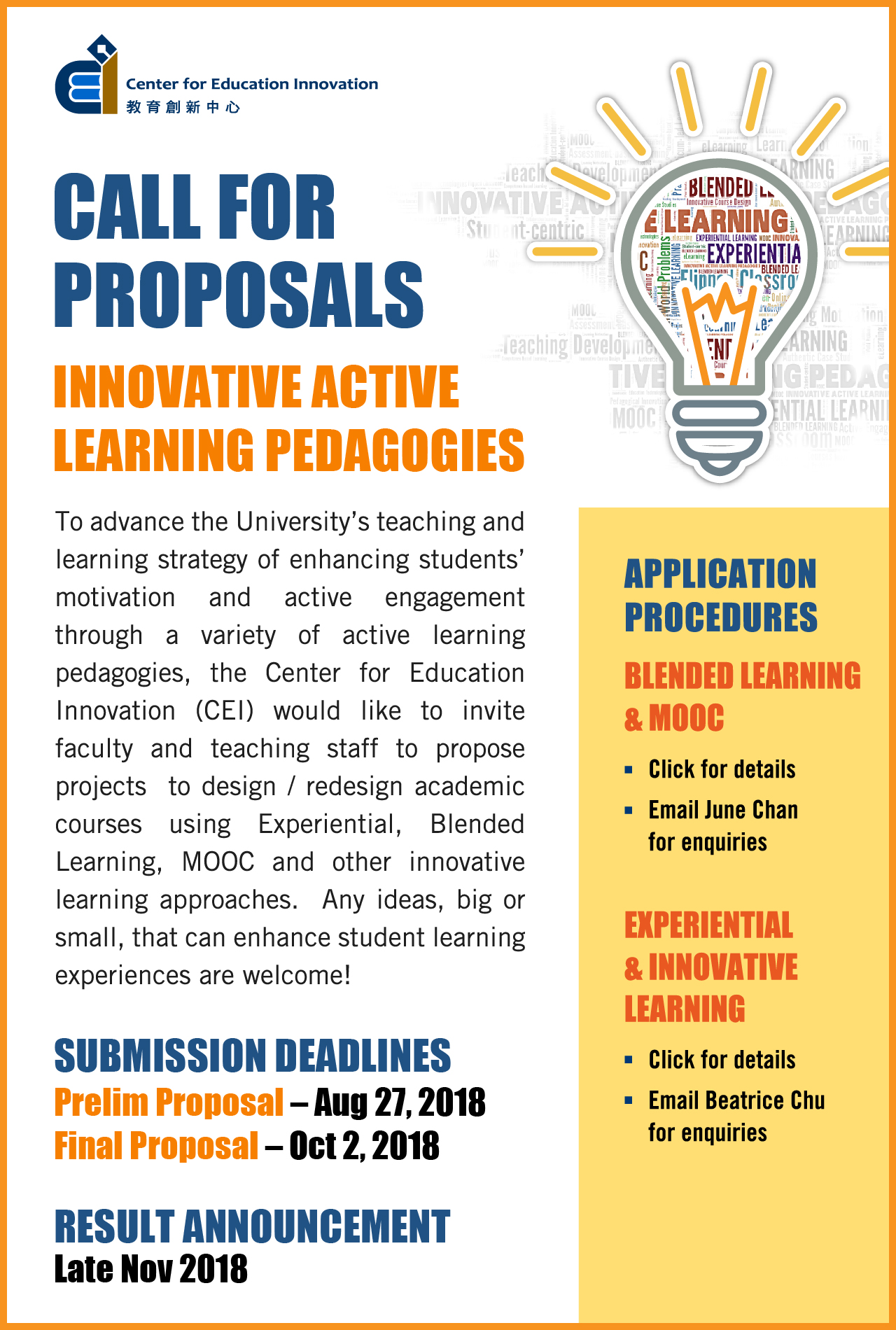 CALL FOR PROPOSALS 2018 | INNOVATIVE ACTIVE LEARNING PEDAGOGIES