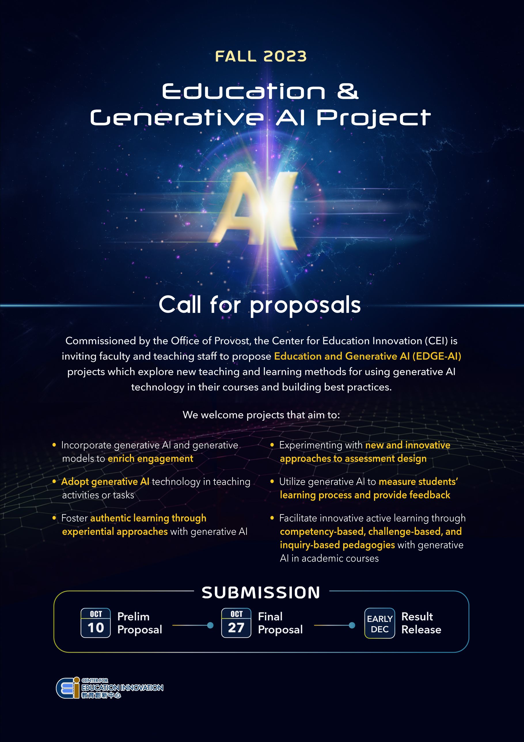 Education &Generative AI Project | Call for paroposals | FALL 2023