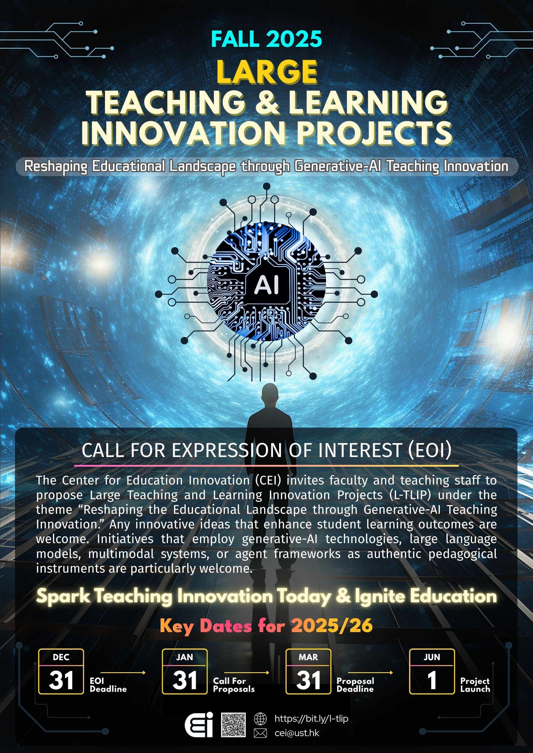Large Teaching and Learning Innovation Projects (L-TLIP)
Call for Expression of Interest (EOI) - Fall 2025